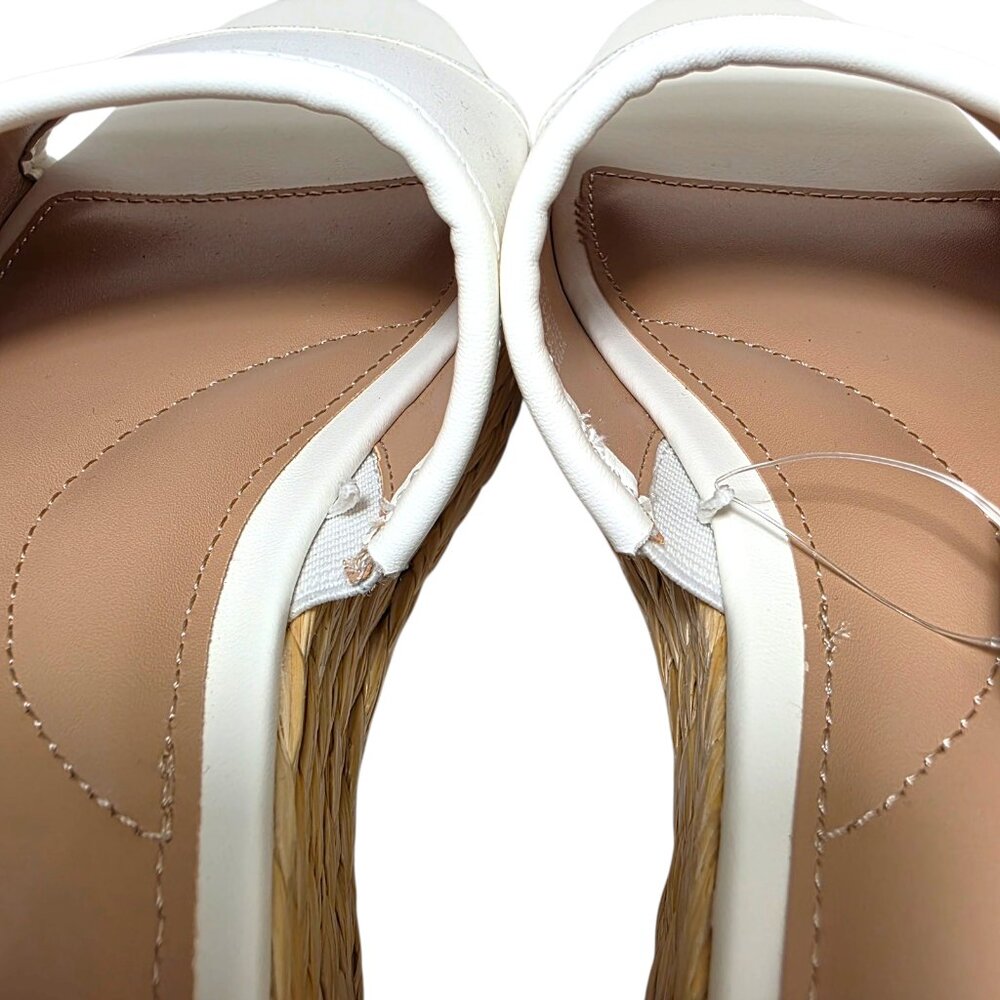 Raffia Platform Comfort Slide Sandals White Time and Tru Womens Sz 8, 9, 10, 11 - Picture 7 of 8